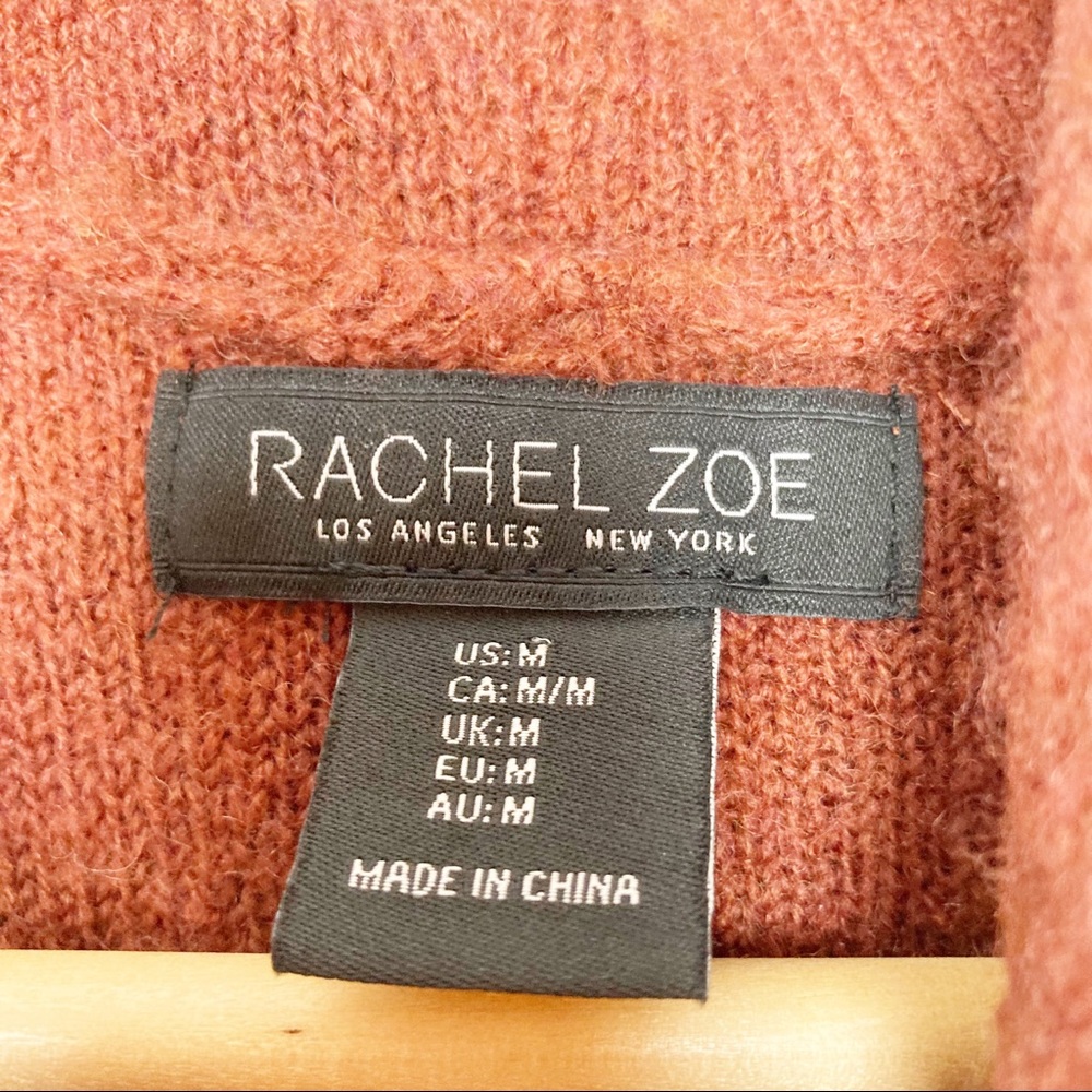 Rachel Zoe wool blend burnt orange hooded long vest cardigan sz M - Picture 3 of 7